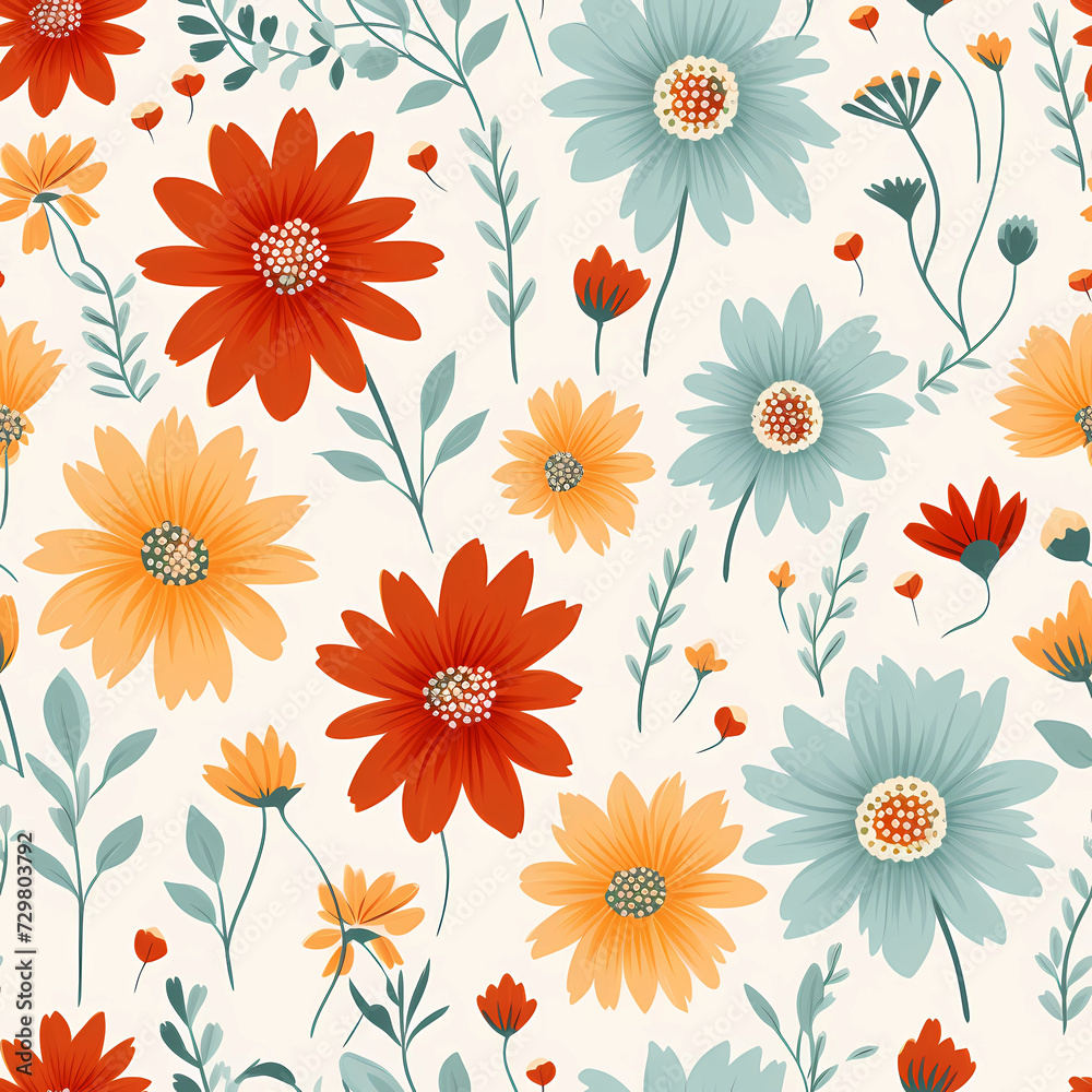 large flowers seamless pattern vector illustration