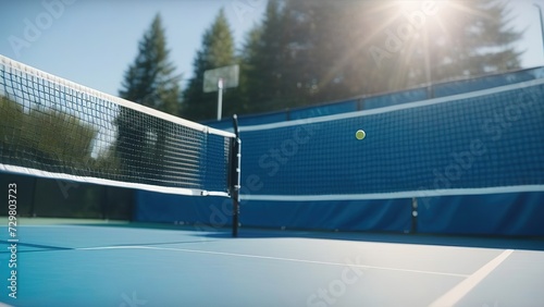 An empty tennis court with a hard surface