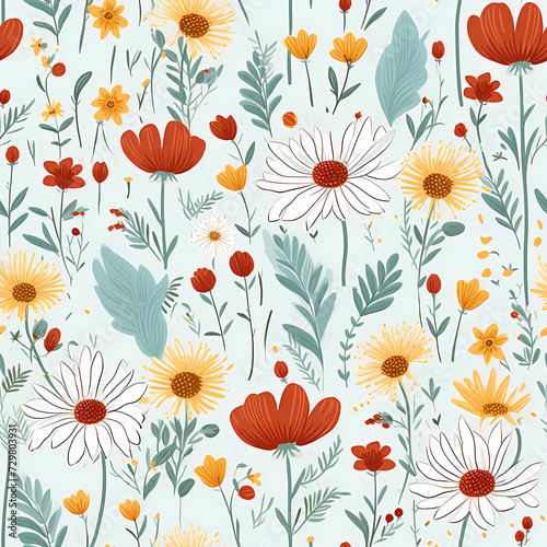 large flowers seamless pattern vector illustration