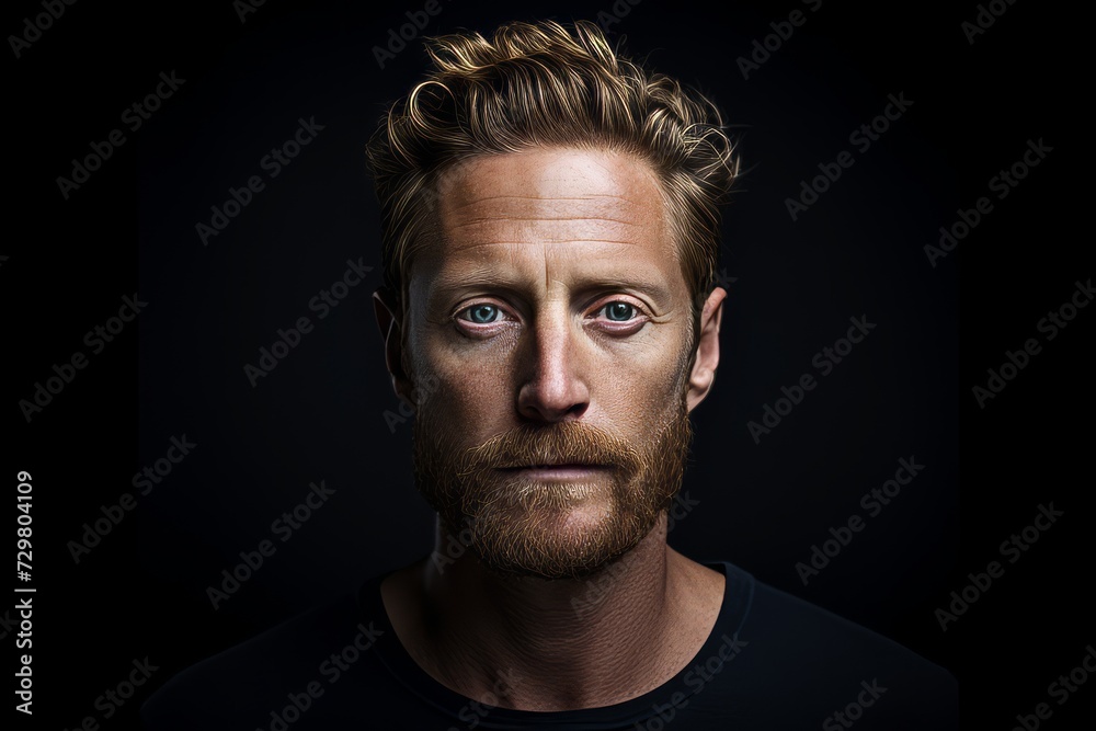 Portrait of a handsome young man with beard and mustache on black background Portrait of a handsome young man with beard and mustache on black background