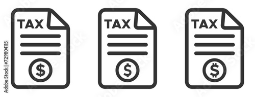 Tax flat vector icons set isolated on white background