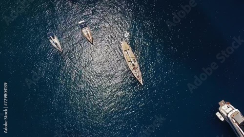 Yachts in Spain Mallorca Blue Water Sea Sa Calobra Drone photo