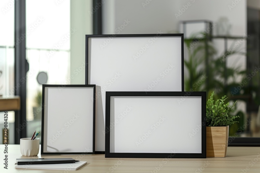 blank photo frames on the table blank photo frames on the table