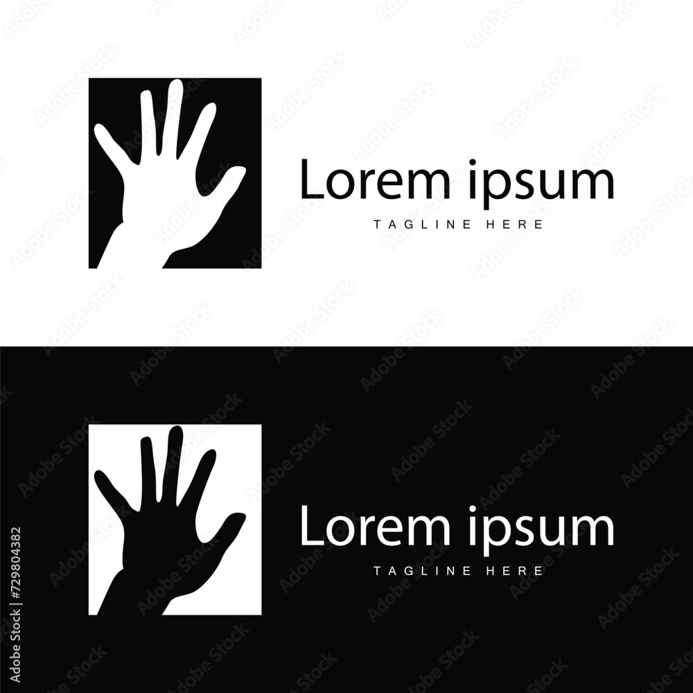 Simple hand and fingers vector design minimalist black silhouette product brand hand logo template Simple hand and fingers vector design minimalist black silhouette product brand hand logo template