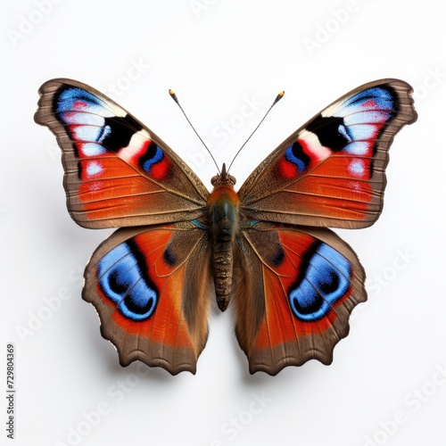 Photo of peacock butterfly isolated on white background © lensvault