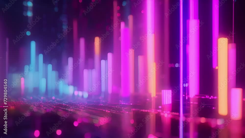 An abstract dance of equalizer bars shifting and growing in an everchanging display of movement and color. An abstract dance of equalizer bars shifting and growing in an everchanging display of movement and color.