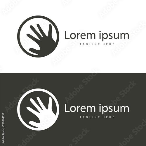 Simple hand and fingers vector design minimalist black silhouette product brand hand logo template