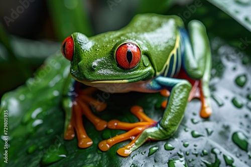 Red-eyed tree frog  Agalychnis callidryas  animal with large red eyes  in natural habitat