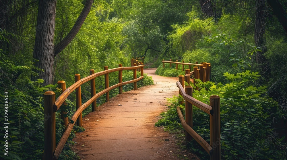Walkway in forest background.