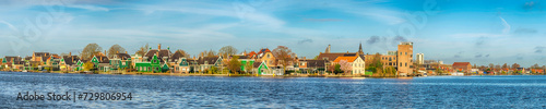 Amsterdam Netherlands, panorama city skyline and traditional house at Zaanse Schans Village