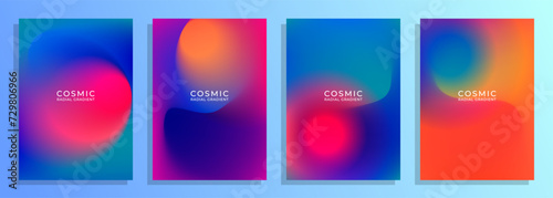 set of abstract cosmic space radial gradient cover poster background design.