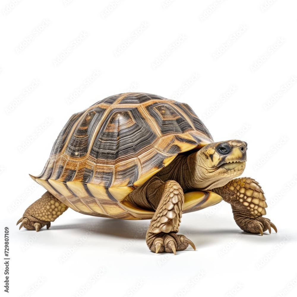 Fototapeta premium Photo of Ploughshare Tortoise isolated on white background