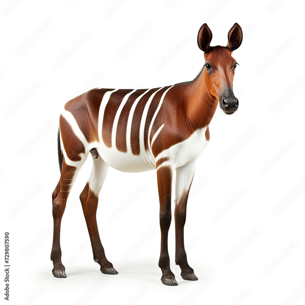Photo of okapi animal isolated on white background