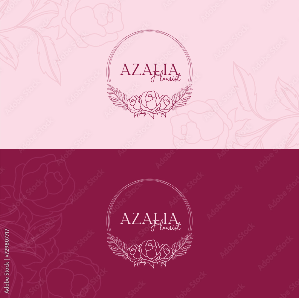 Azalia Florist Hand Drawn Botanical Logo Design