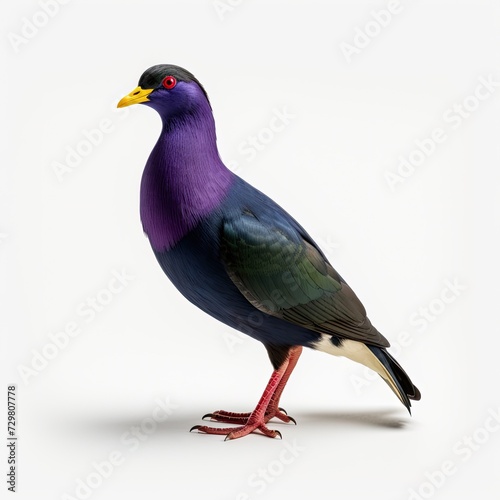 Photo of purple gallinule bird isolated on white background photo