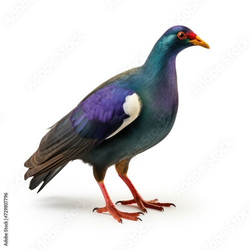 Photo of purple gallinule bird isolated on white background © lensvault