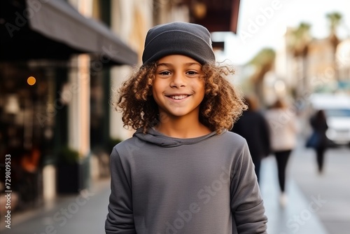 Portrait of a smiling african american girl in the street © Inigo