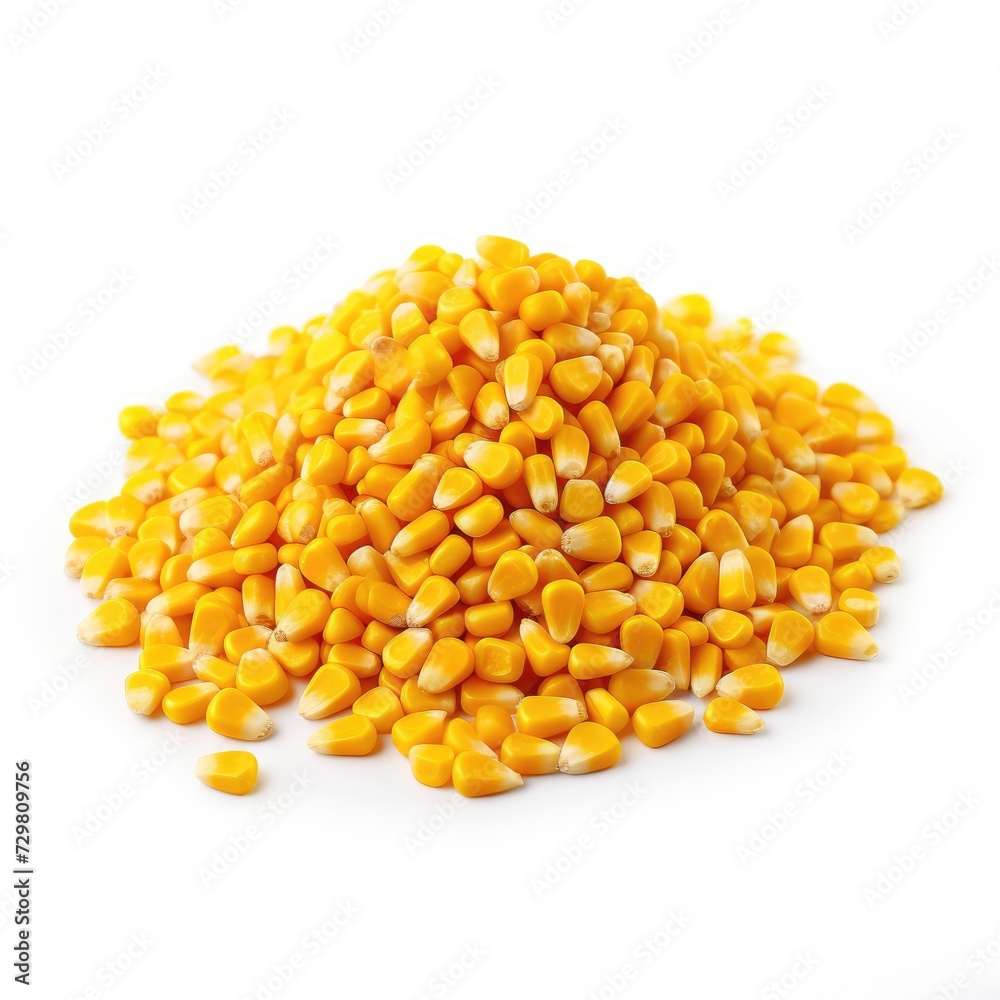 Photo of raw corn grains isolated on white background Photo of raw corn grains isolated on white background