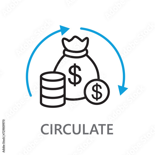 circulate icon. High quality design element. Editable linear style stroke. Vector icon