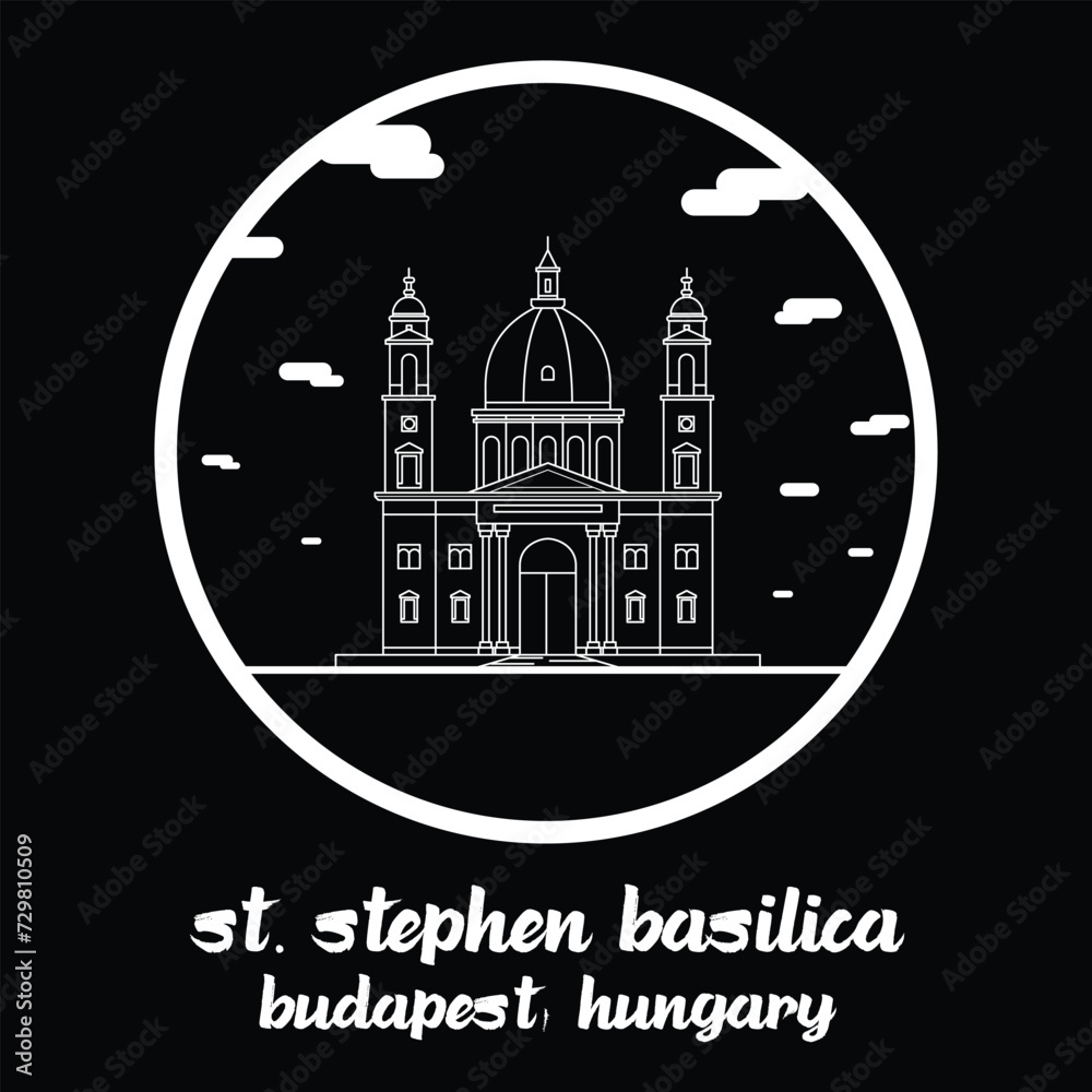 Circle Icon St Stephen Basilica. Vector illustration
