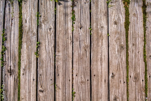 Mendocino, United States - February 16 2020: a board walk in Mendocino has been made of timber and is seen as a close up