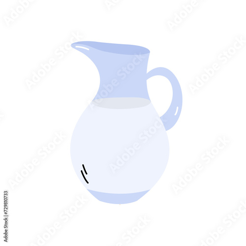 Milk jug doodle vector illustration. Dairy product in product. Simple hand drawn object