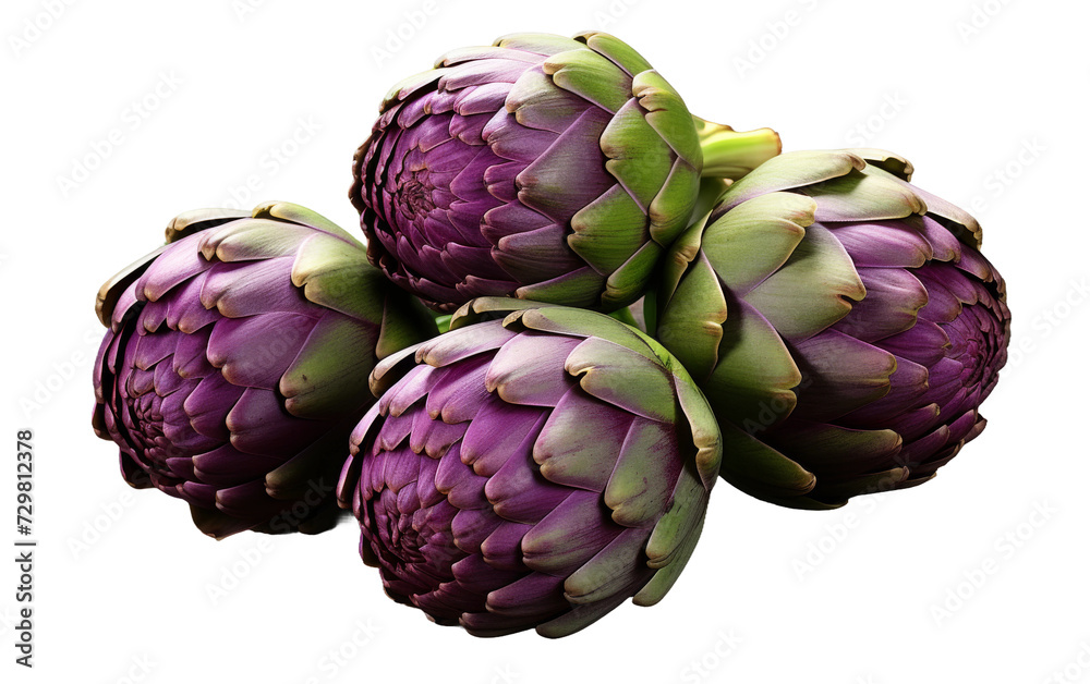 Fototapeta premium Artichoke Vegetables Standing Alone on a White Background