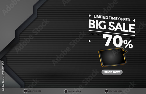 limited big sale discount template banner with copy space for product sale with abstract gradient black and grey background design