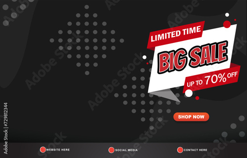 limited big sale discount template banner with copy space for product sale with abstract gradient black background design