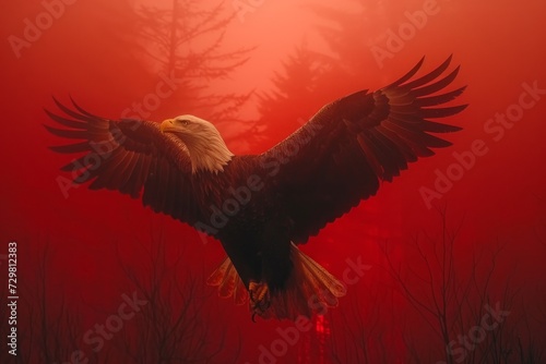 eagle in red fog © Aliaksei