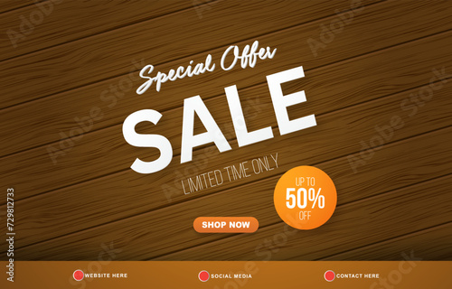 limited special offer sale discount template banner with copy space for product sale with abstract gradient brown and yellow background design