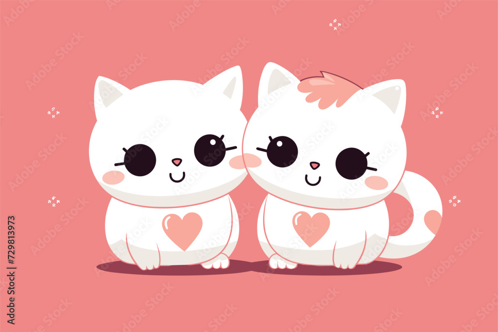 valentines day cute cat couple vector illustration valentines day cute cat couple vector illustration