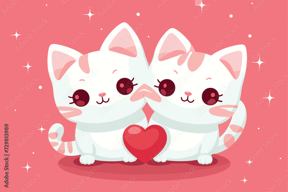 valentines day cute cat couple vector illustration