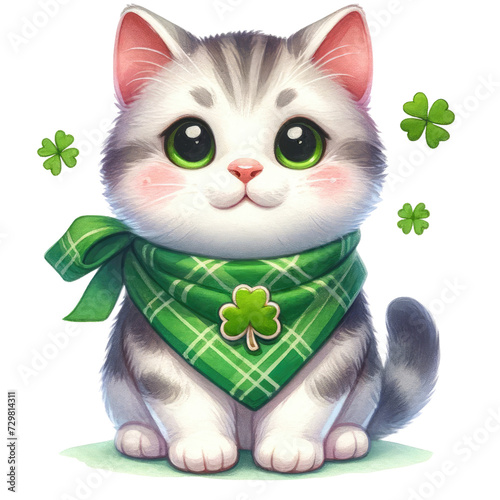 saint patrick's cat Persian American Shorthaircat in St. Patrick's Day theme, transparent background photo