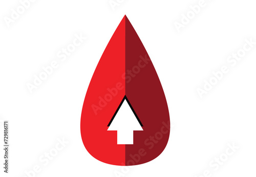 Blood with Up Arrow. Editable Clip Art.