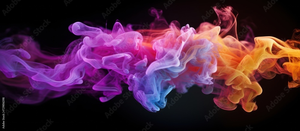 movement of colorful vape smoke on a black background - obrazy, fototapety, plakaty 