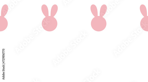 Cute horizontal doodle border with colorful bunny and ribbon flag garland seamless pattern Easter egg element decor 