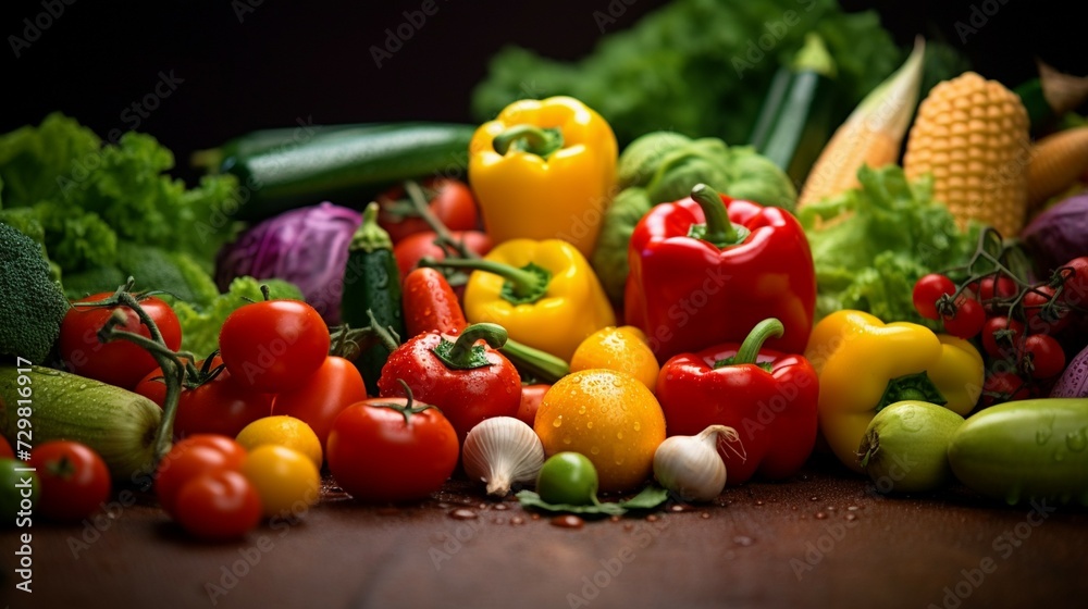 Various color vegetable with blur background generated by ai Various color vegetable with blur background generated by ai