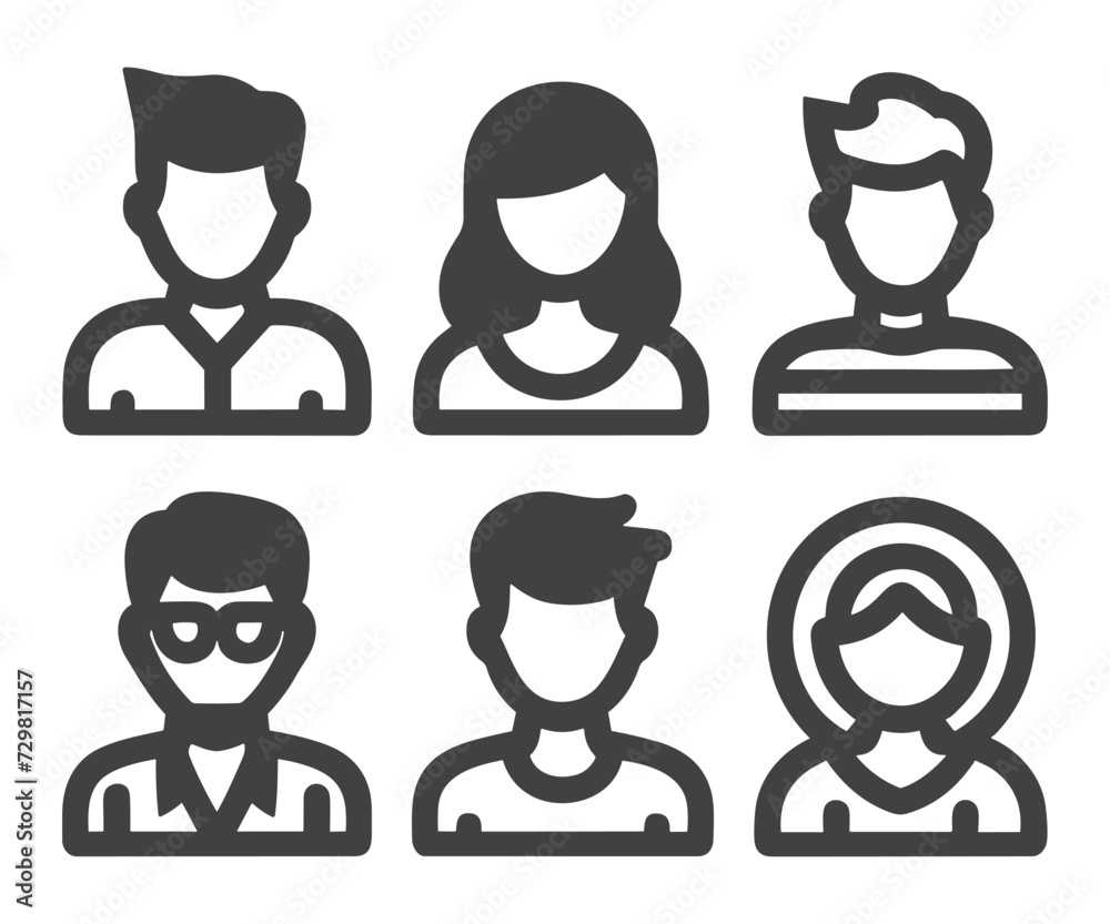 User symbol set line icon illustration User symbol set line icon illustration