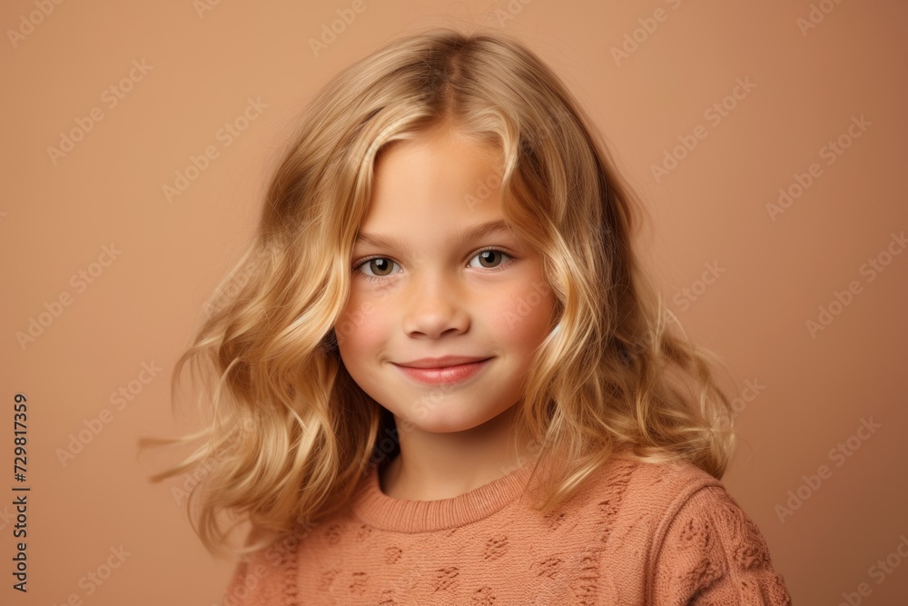Portrait of a cute little girl with long blond hair. Studio shot. Portrait of a cute little girl with long blond hair. Studio shot.