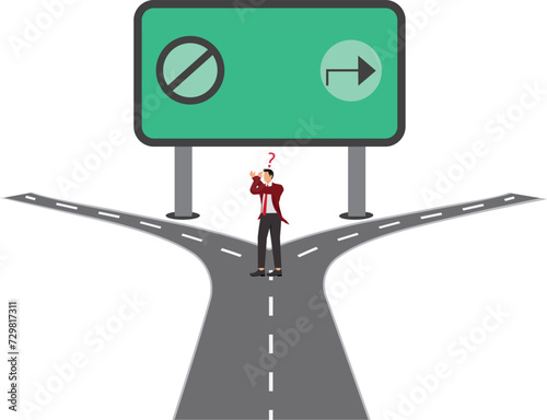 The easy way or the hard way businessman want to choose the right path