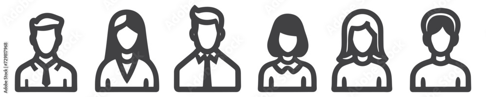User symbol set line icon illustration