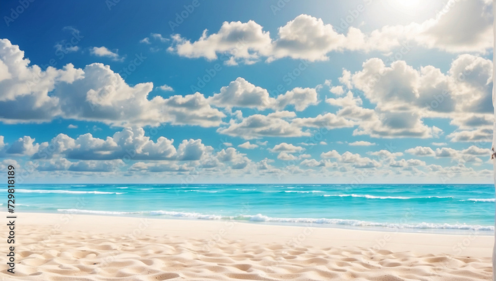 Beautiful tropical beach background with white sand and blue ocean. Summer background concept Beautiful tropical beach background with white sand and blue ocean. Summer background concept