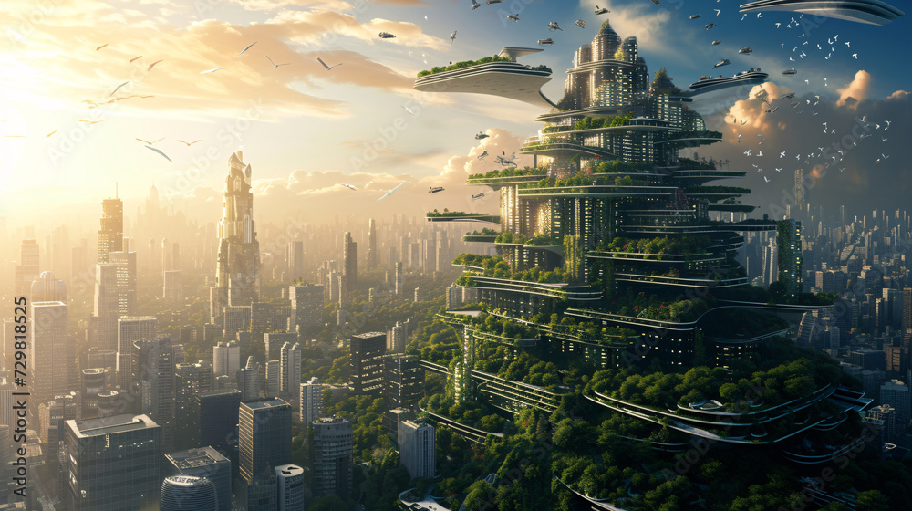 Fototapeta premium Concept of Net Zero, carbon neutral, and net zero concepts. natural environment. AI Generative