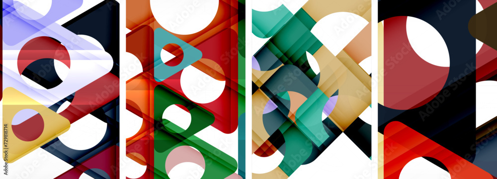 Abstract background set featuring captivating triangles. Harmonious blend of geometry and style, these designs bring modern flair