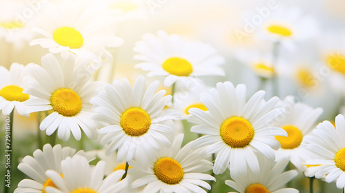 Daisy white flowers blooming in the garden. AI Generative
