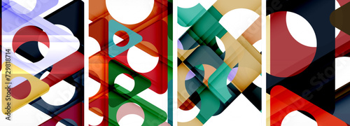 Abstract background set featuring captivating triangles. Harmonious blend of geometry and style, these designs bring modern flair