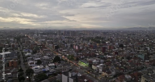 Wallpaper Mural Bogota Colombia Aerial v19 establishing drone flyover Chapinero capturing busy traffics on Avenida Calle 63 and dusk cityscape of Quinta Mutis Barrios Unidos - Shot with Mavic 3 Cine - November 2022 Torontodigital.ca