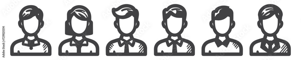 Avatars related, pixel perfect, editable stroke, up scalable square line vector icon set. Avatars related, pixel perfect, editable stroke, up scalable square line vector icon set.
