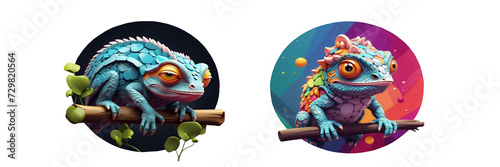 flat logo of chameleon cartoon vector icon.isolated transparent in background
